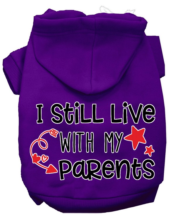 Still Live with my Parents Screen Print Dog Hoodie Purple XS